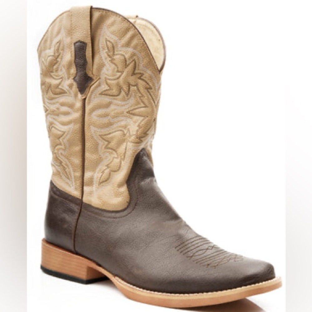 Roper Brown Foot & Tan Shaft Western Boots
